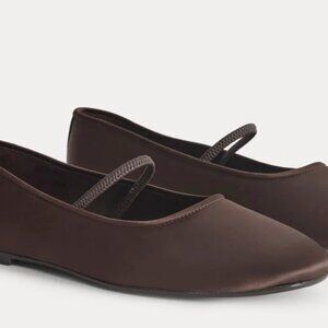 Everlane The Day Mary Jane Satin Deep Brown Size 7.5